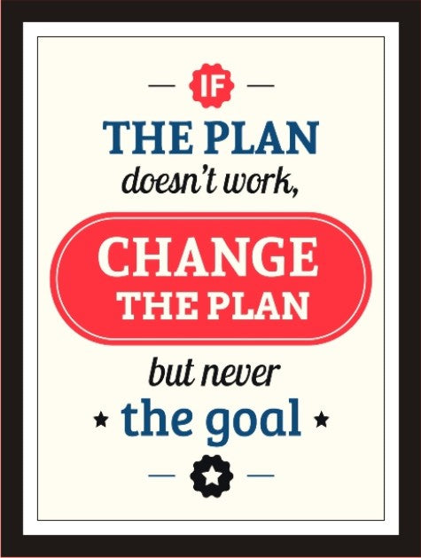 If the plan doesn't work, Change the plan but never the goal
