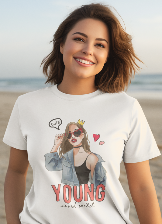Young And Wild || Women & Girls Regular Fit 100% Cotton Tshirt