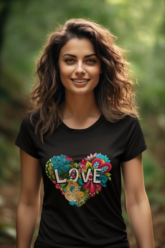 Love - Floral || Women & Girls Regular Fit 100% Cotton Tshirt